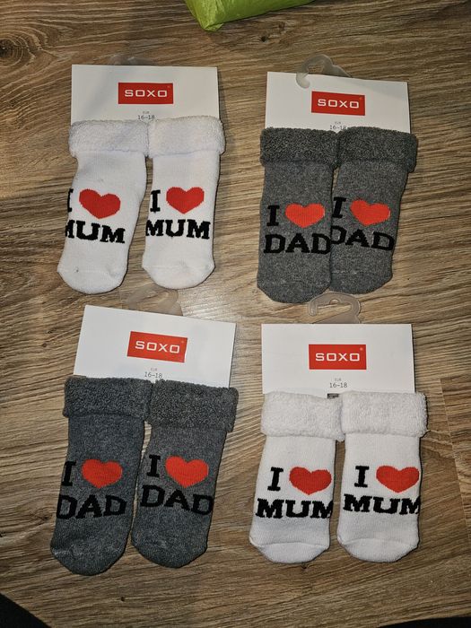 Nowe skarpetki antypoślizgowe soxo 16-18 i love dad mum