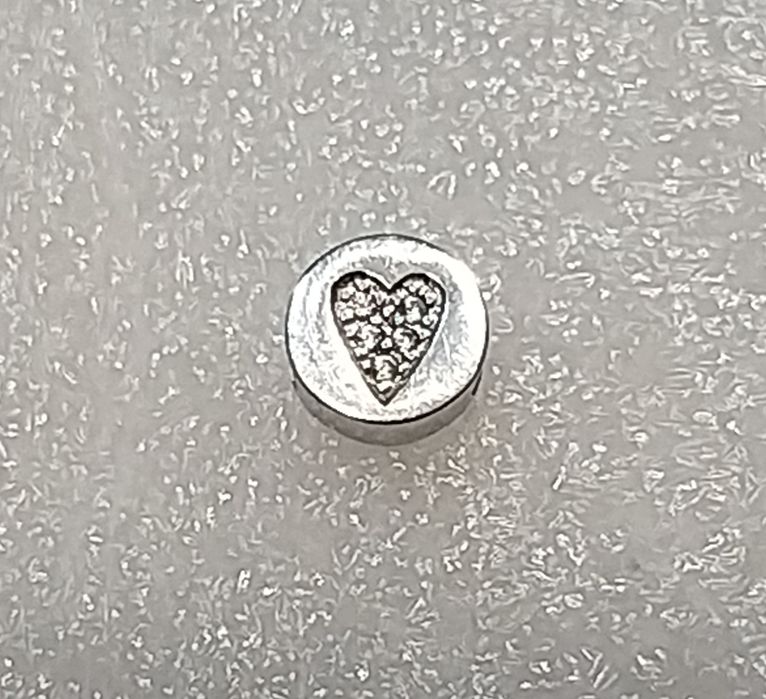 Beads/ Charm srebrne serce z cyrkoniami YES
