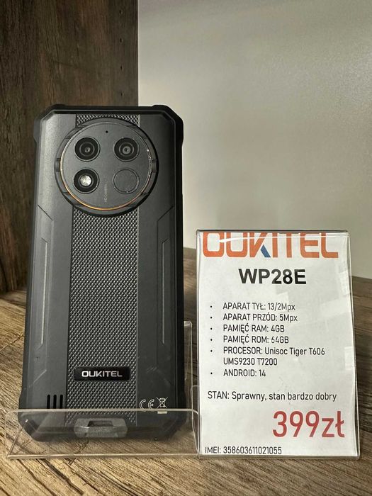 Smartfon Telefon OUKITEL WP28E 4/64GB pancerny czarny stan bdb gwarancja