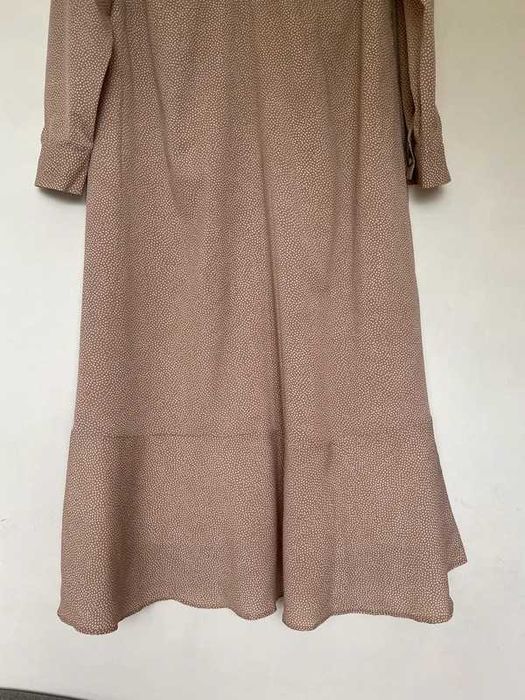 Beżowa sukienka maxi 48 4XL w kropki plus size elegancka szyta na miar