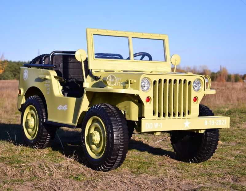 BAWIBUS.PL Auto samochód na akumulator JEEP WOJSKOWY retro 4x4 buggy