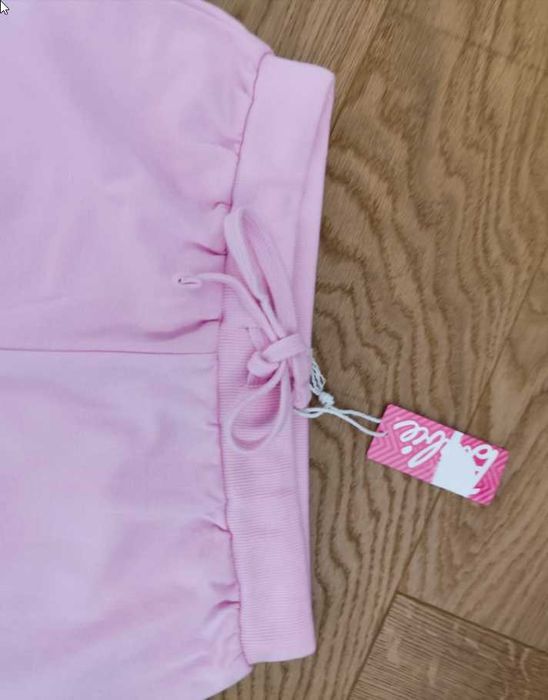Nowe spodnie dresowe S 36 Barbie pudrowy róż bawełniane