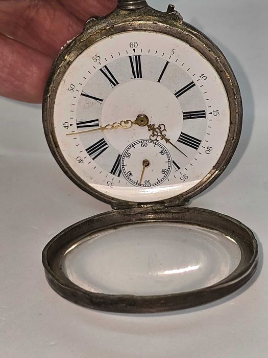 Relógio Bolso Prata Remontoir Double plateau 15 rubis Suíço funciona