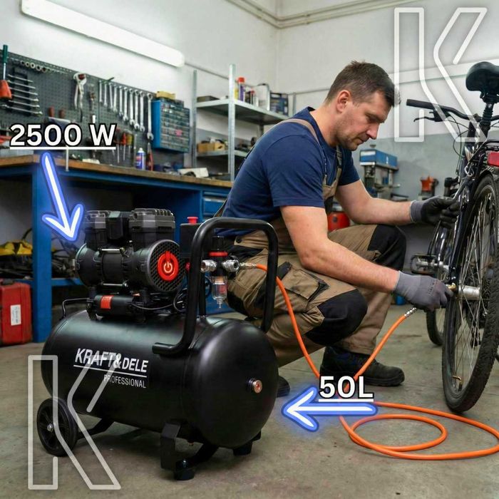 Kompresor Sprężarka Bezolejowy 50l Cichy ZESTAW Pneumatyczny 230V