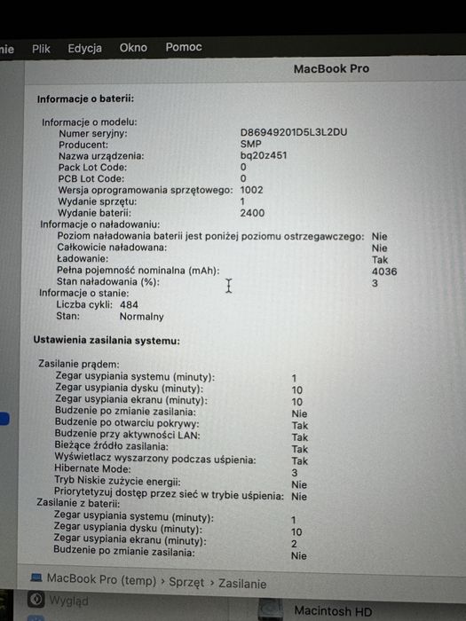 MacBook Pro 2019 16GB/256GB