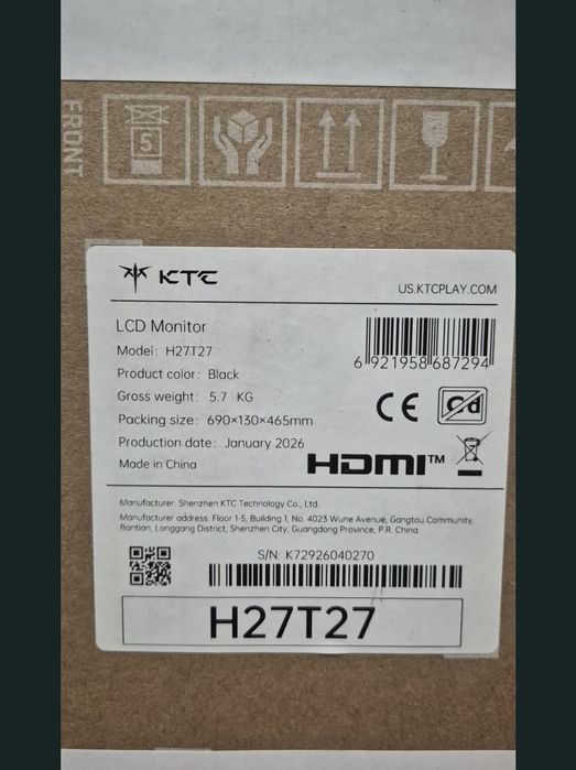 Monitor KTC H27T27 2K 100Hz gamingowy