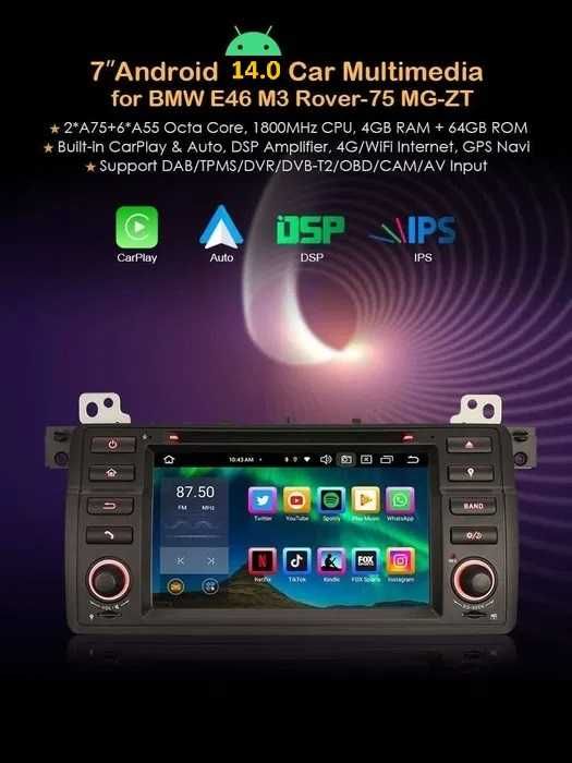Bmw 320 E46 serie 3 2 Din Android 14 dvd OctaCore