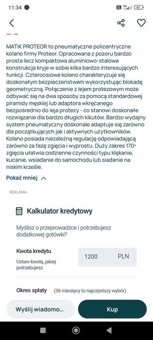 Proteza nogi dla dorosłych