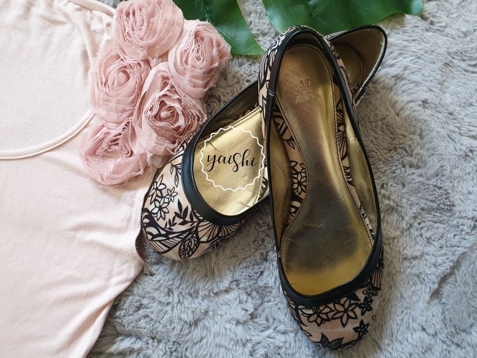 Zara satynowe baleriny balerinki w kwiaty 39