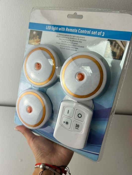 Лампи LED 3 шт. на пульті і батарейках з режимами Лед