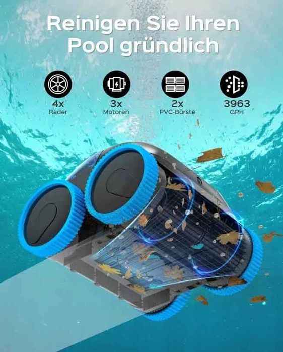 Robô limpa-piscinas Winny 800 sem fios, a bateria, com aplicação Wi-Fi