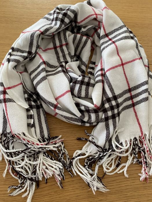 Szal w kratkę bawełna wiskoza 150x64