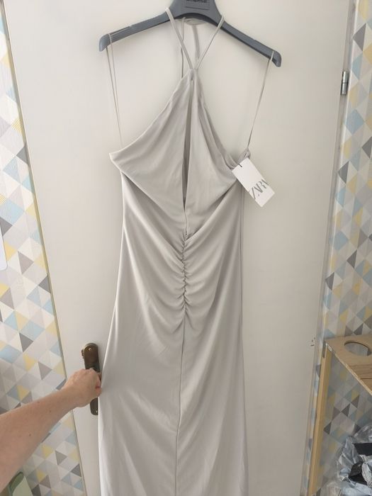 Nowa suknia Zara maxi M odkryte plecy z dekoltem
