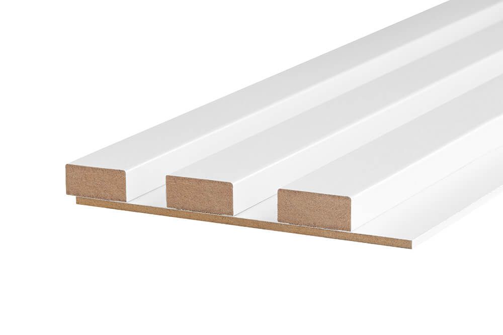 Lamel Ścienny Na Płycie Panel Dekoracyjny 3D MDF Próbka Biały Wide