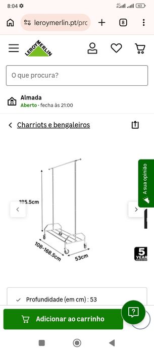 Charryot resistente em bom estado