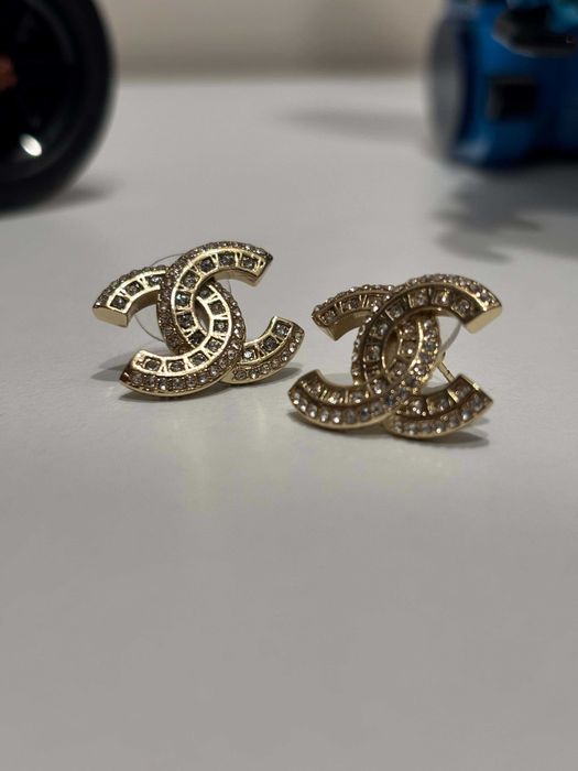 kolczyki złote chanel oryginalne nowe do uszu błyszczące