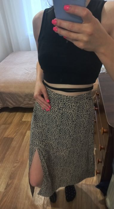 Спідниця Юбка леопард нова з розрізом