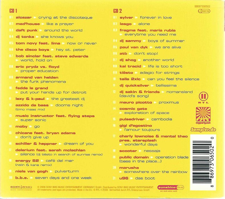 2 CD - Club Sounds - Club Classics Vol. 3 (2008) (Sony Music) Digipak