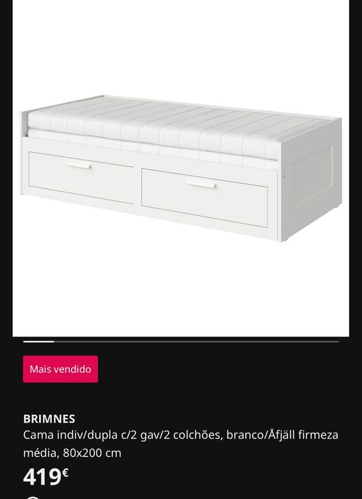Cama Individual/Dupla + 2 Colchões - BRIMMES Ikea