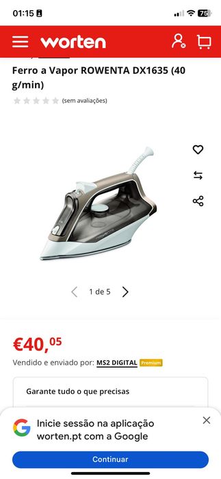 Ferro de engomar a vapor  Rowenta effective 2400W novo