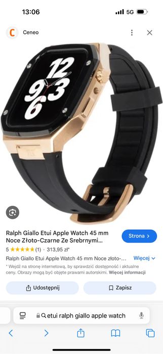 Ralph Giallo Etui Apple Watch 45 mm Toro złoto-czarne