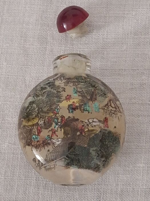 Frasco de rapé ou snuff bottle em vidro