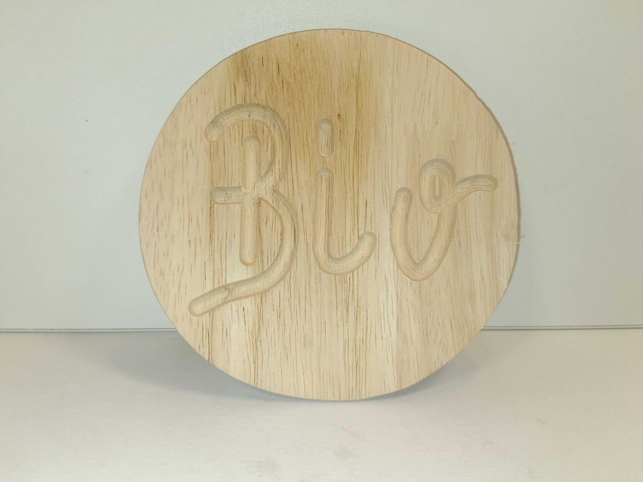 N283 Drewniana Pokrywka Podkładka Z Napisem Bio OkrągłaNaturalneDrewno