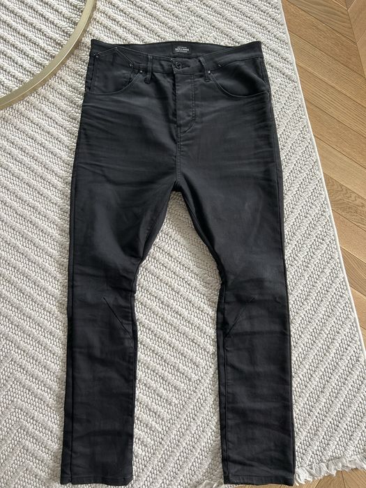 Jeansy męskie powlekane Jack & Jones woskowane czarne anti fit dan