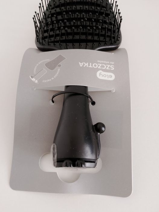 Czarna szczotka do włosów z masażerem do skóry głowy kotek