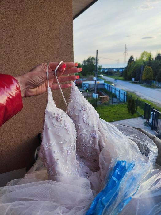 Sukienka Ślubna jasny róż rozm. S/M 800 zł