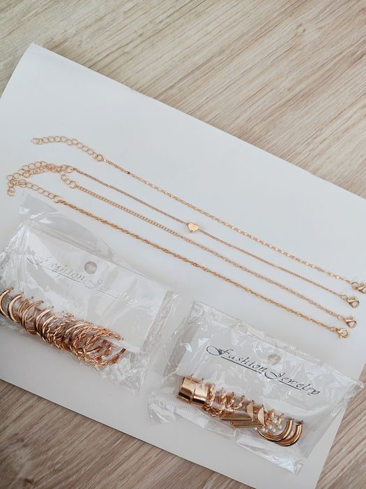 Kolczyki bransoletki złote zestaw