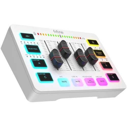 Fifine Sound Card SC3 BIALY Z RGB XLR.