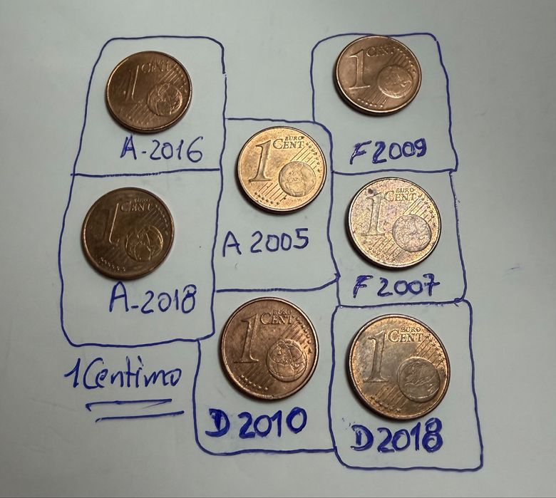 Moedas 0,1€ centimo (7) Carvalho/ varios anos