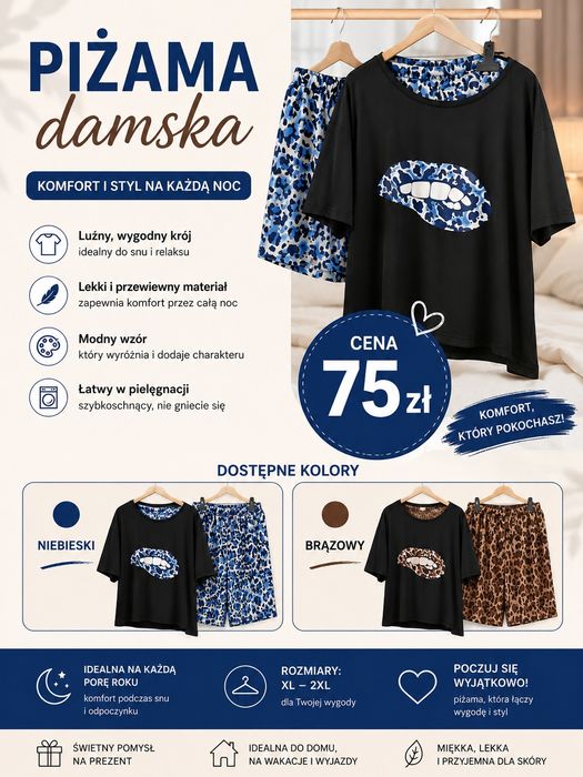 Damskie piżamy ze spodenki