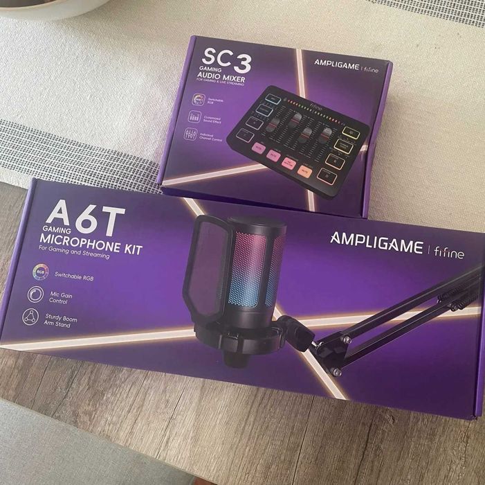 Микрофон комплект FIFINE USB Microphone Kit A6T мікрофон, подсветка