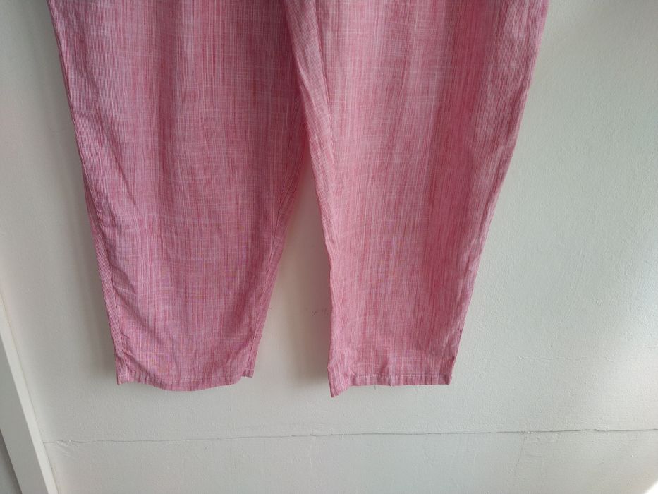 Calças de Cintura Alta Algodão às Riscas Vermelho e Branco - Emery Rose - Tamanho L
