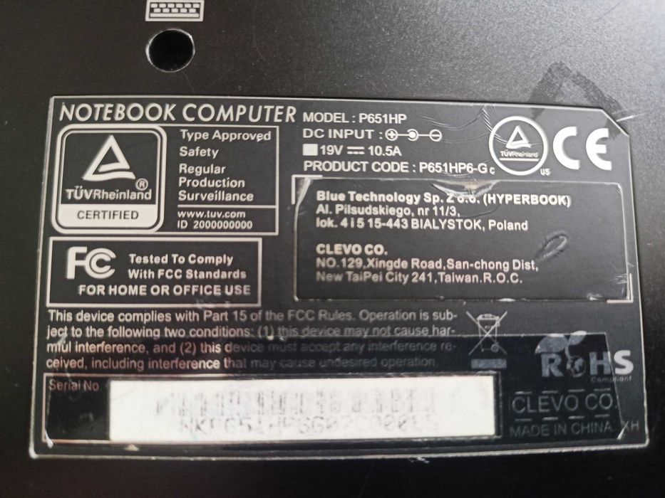 Laptop Hyperbook SL503VR i7-7700hq, GTX 1060, 16GB RAM ddr4.uszkodzony