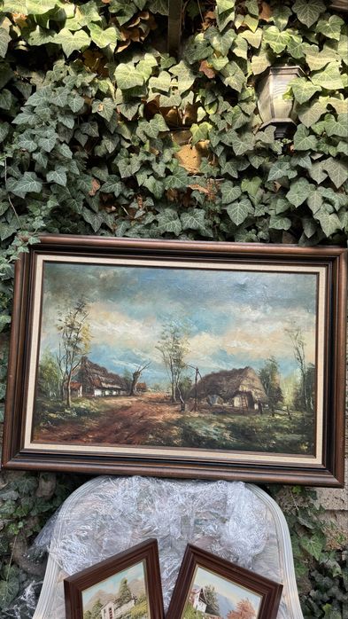 Картина холст масло рама с вензелями, из Европы