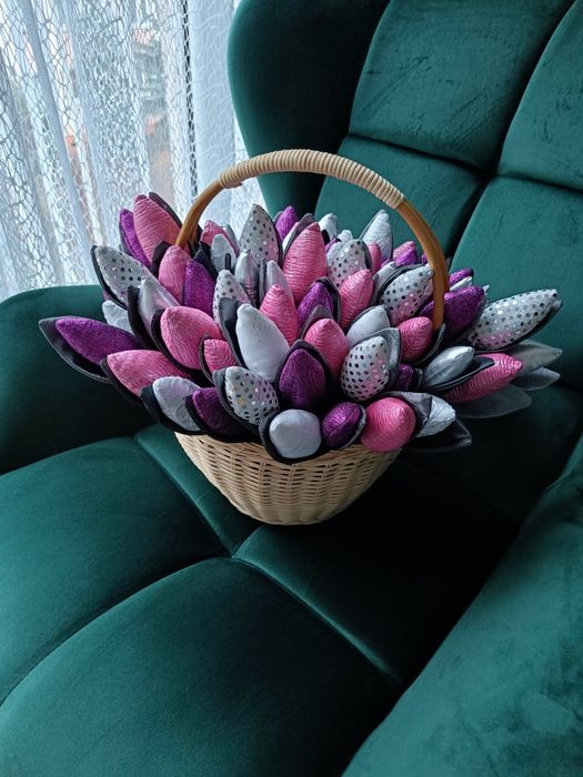 PROMOCJA Nowe Tulipany z materiału, Glamour, błyszczące, kolorowe. PRE