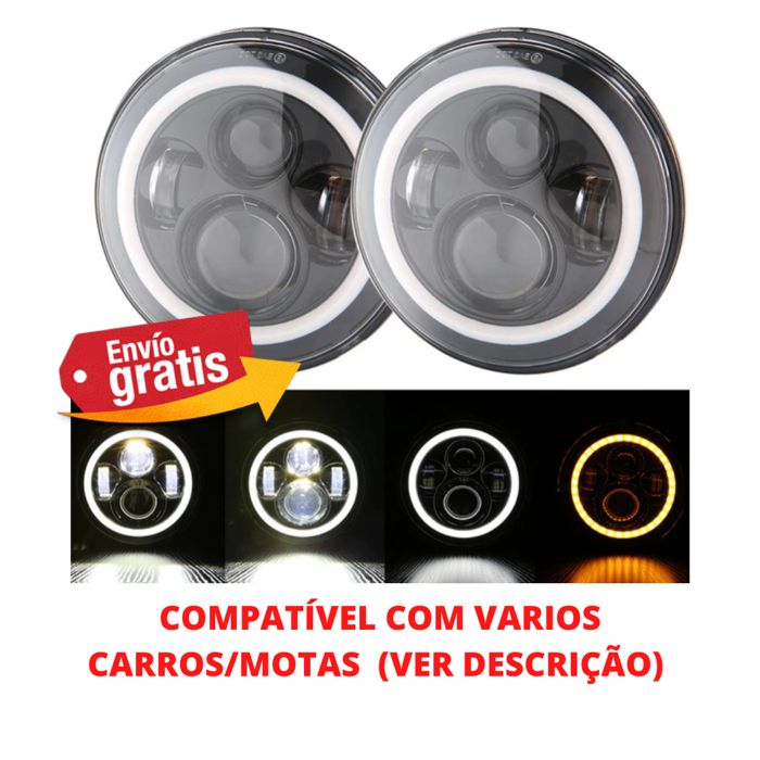 Par de Farois 7” full LED Land Rover,defender, Hummer, Wrangler, motas