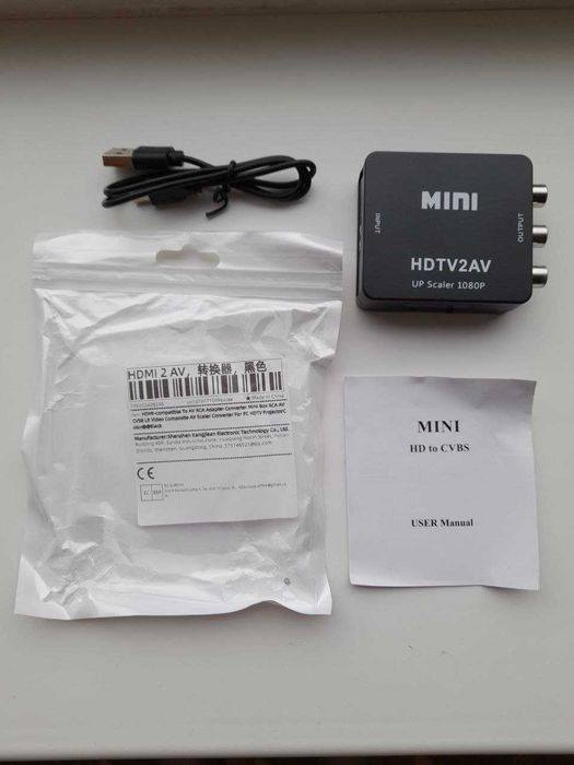 Конвертер HDMI to AV RCA тюльпан переходник, адаптер, 1080р с питанием