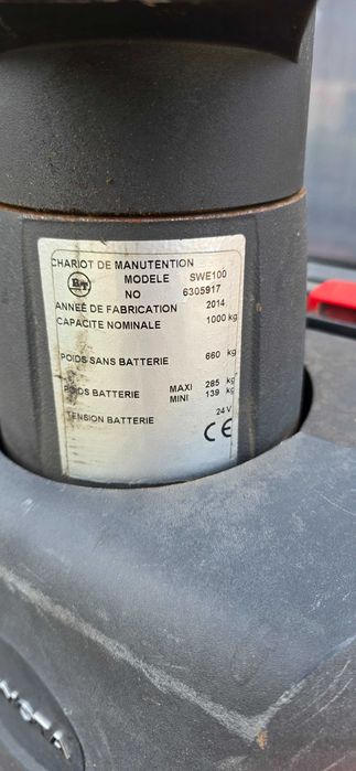 Paleciak elektryczny z masztem BT SWE 100 podest wózek widłowy Toyota