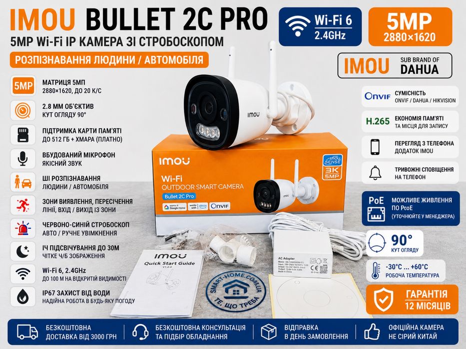 Со стробоскопом‼️5Мп IMOU WiFi IP камера хмарна 5Mp микрофоном облачная для видеонаблюдения відеонагляду з мікрофоном просмотр с телефона  ONVIF Dahua