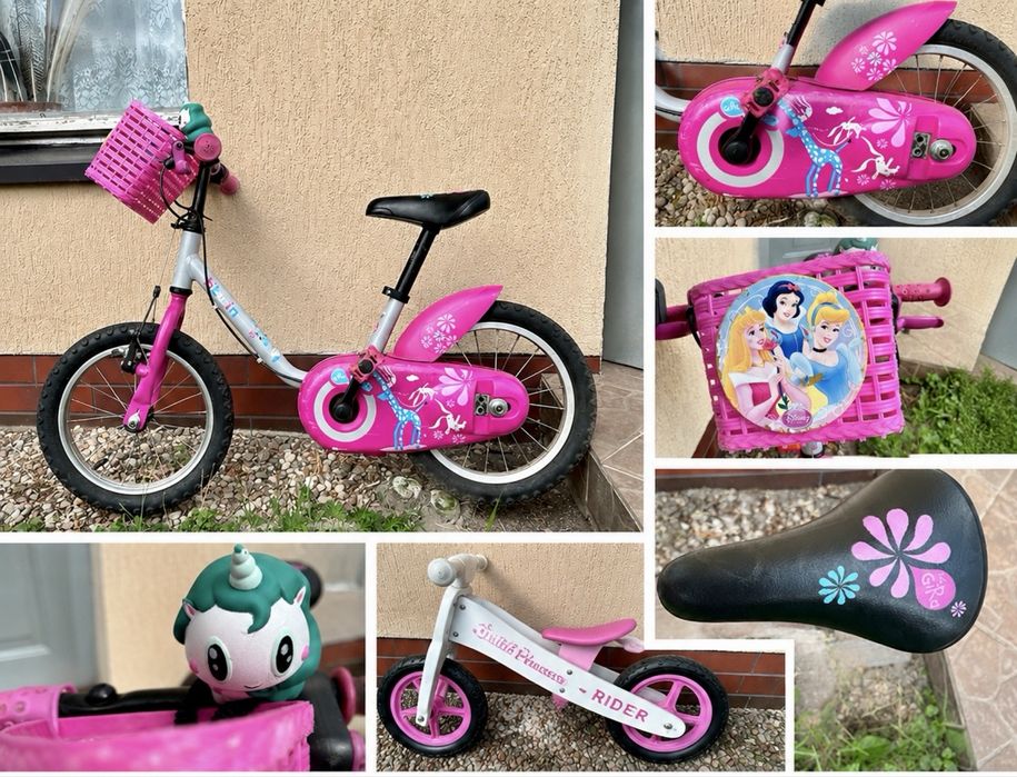 Rower dziecięcy 14” dla dziewczynki + GRATIS rowerek biegowy