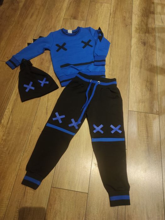 Dres chłopięcy, komplet spodnie +bluza +czapko-komin, NOWY