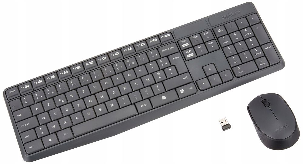 Klawiatura i mysz bezprzewodowa Logitech MK235 zestaw AZERTY czarna 2