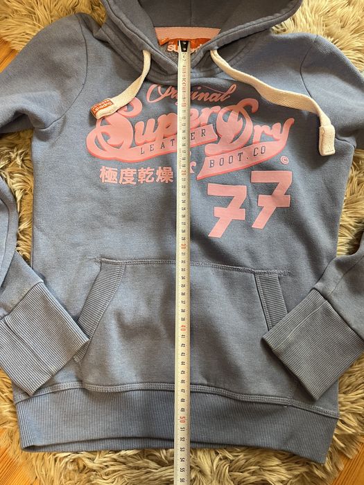 Superdry niebieska z dużym logo z kapturem kangurka r S