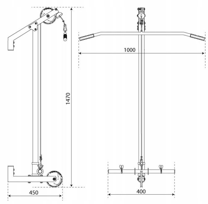 Wyciąg górny i dolny do ćwiczeń mocowany do ściany Atlas Brama Drążek