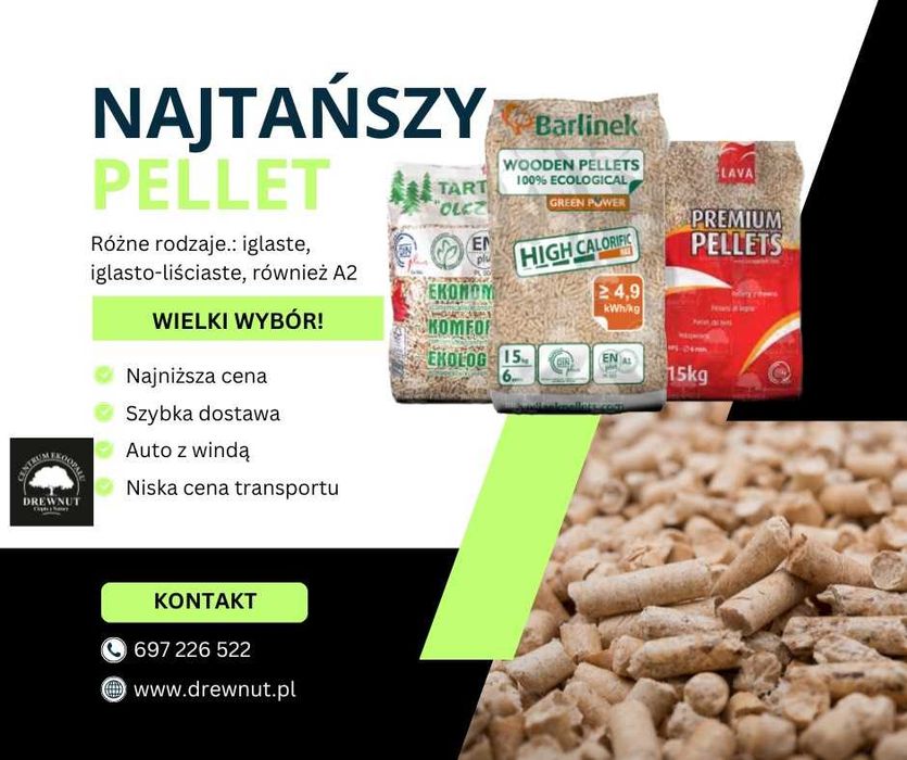 NAJTAŃSZY pellet pellet drzewny Drewnut lava A1 Olczyk Feniks GRATIS