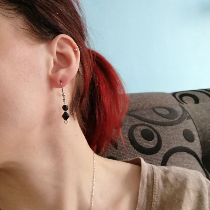Kolczyki czarne "diamenciki"
